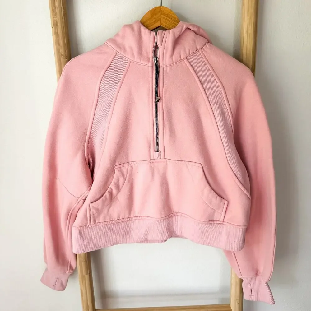 Lululemon Scuba Half Zip Hoodie Pink Cropped XS/S Oversized